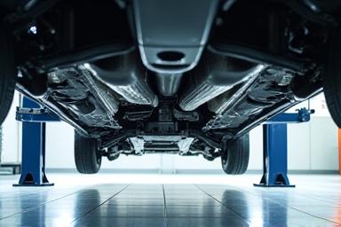 Mobil diangkat hidrolik untuk cuci kolong