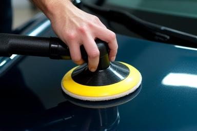 Proses pemolesan kap mesin mobil